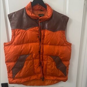 Schott Down Filled Vest w/Leather Trim